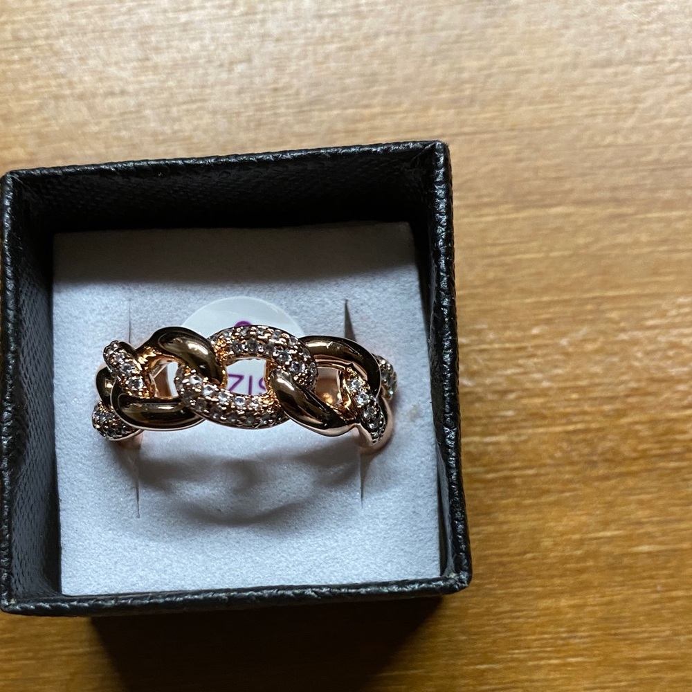 Rose Gold and Silver Chain Link Ring Size 9